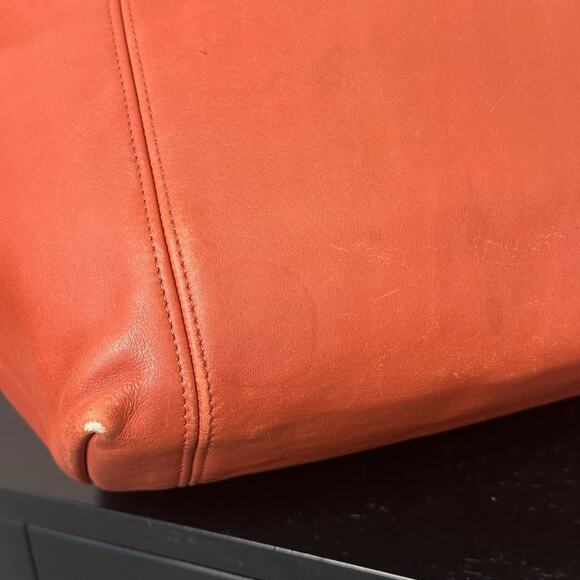 Vintage 90s Coach Red/Orange 4133 Waverly Leather Tote Bag w/ Original Hang Tag - Picture 5 of 14